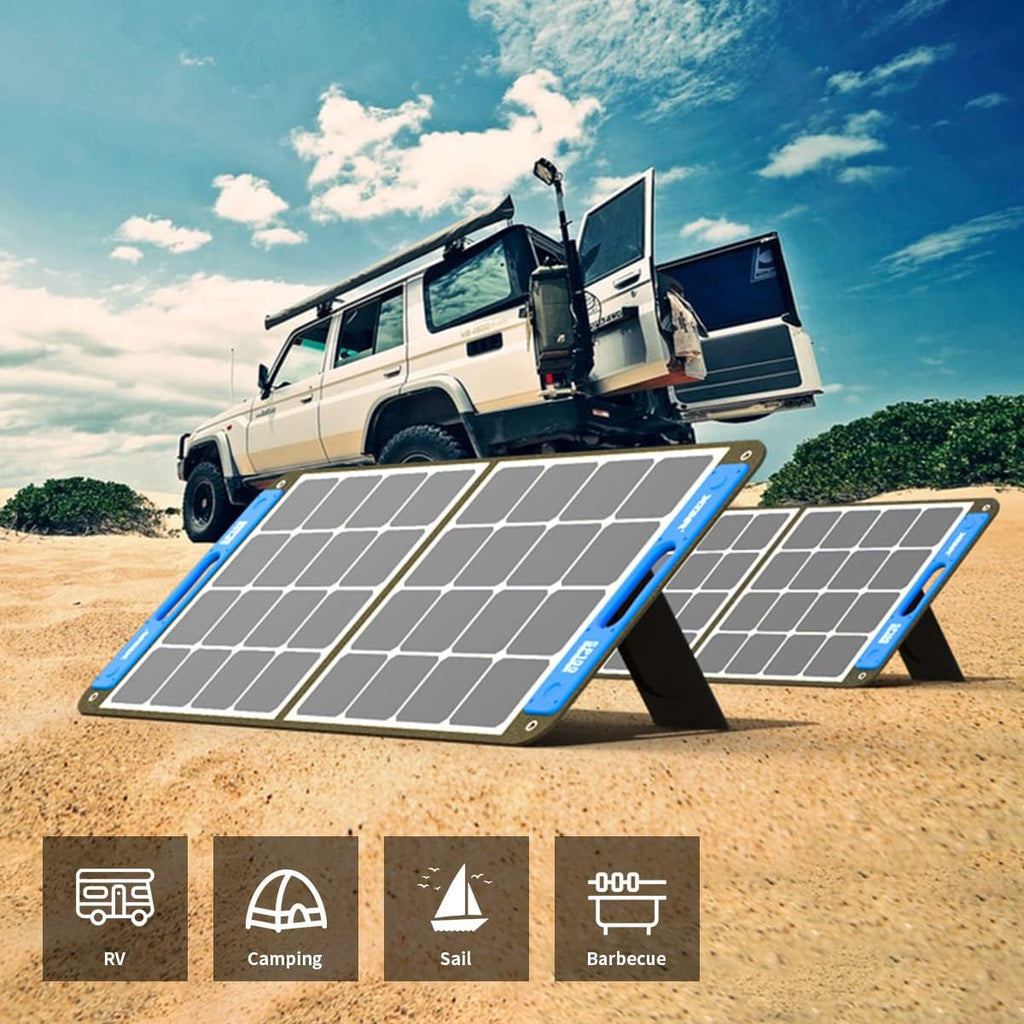 2 Pack 100w Portable Solar Panel with Independent Charger 8mm Splitter X7030