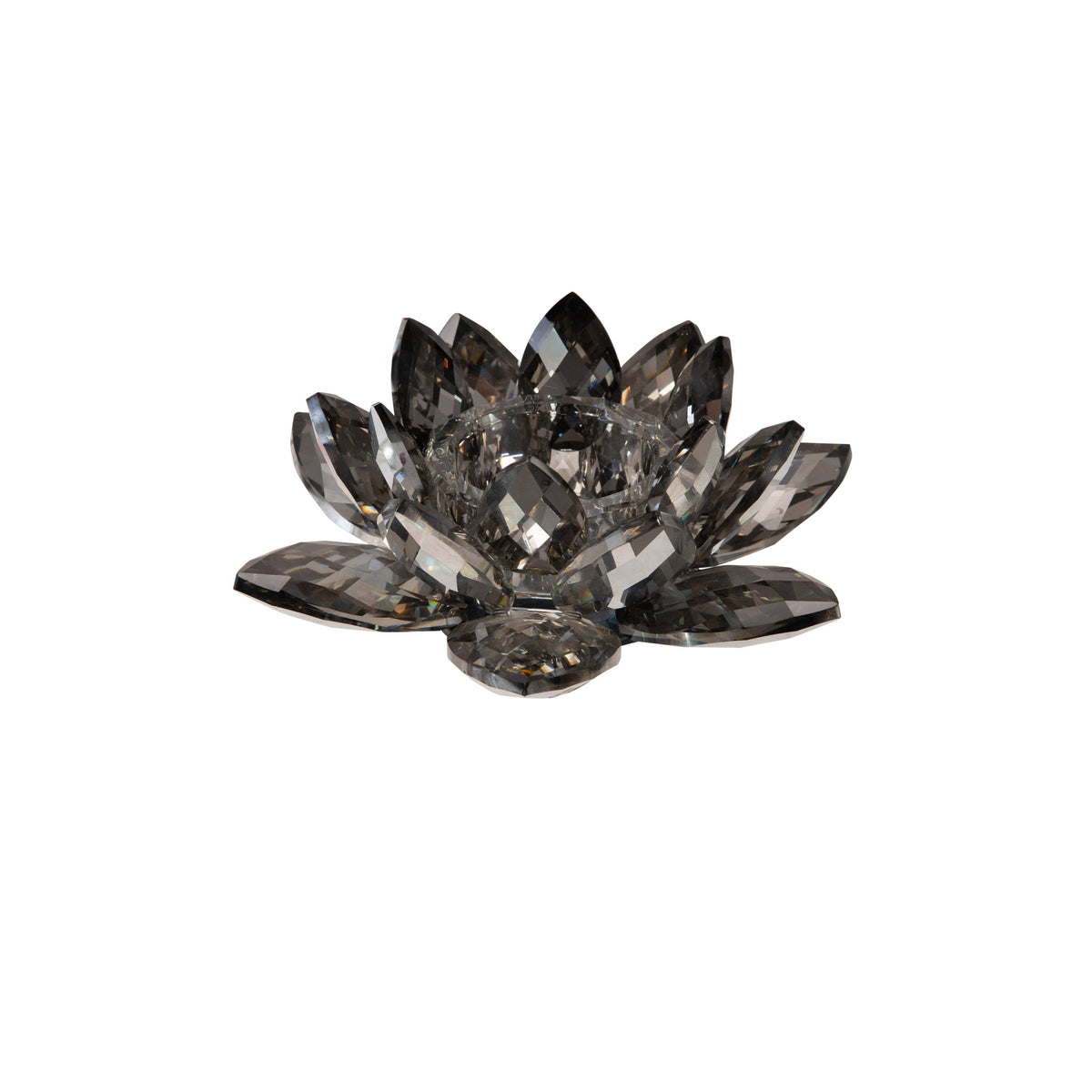 Black Crystal Lotus Votive Candle Holder M59305