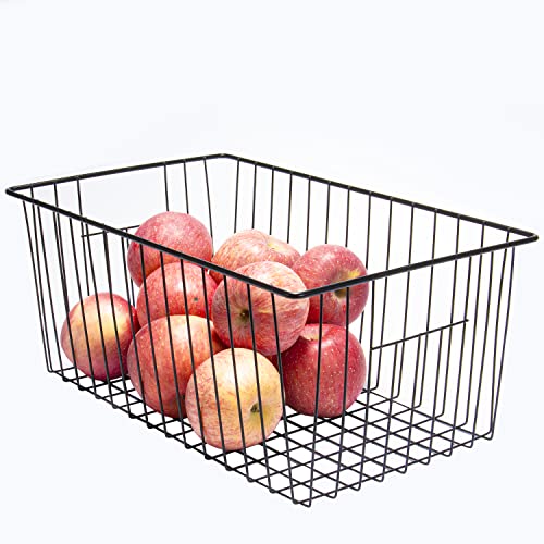 16 inch Upright Freezer Organizer Baskets, Black, Pack 3 Q90998