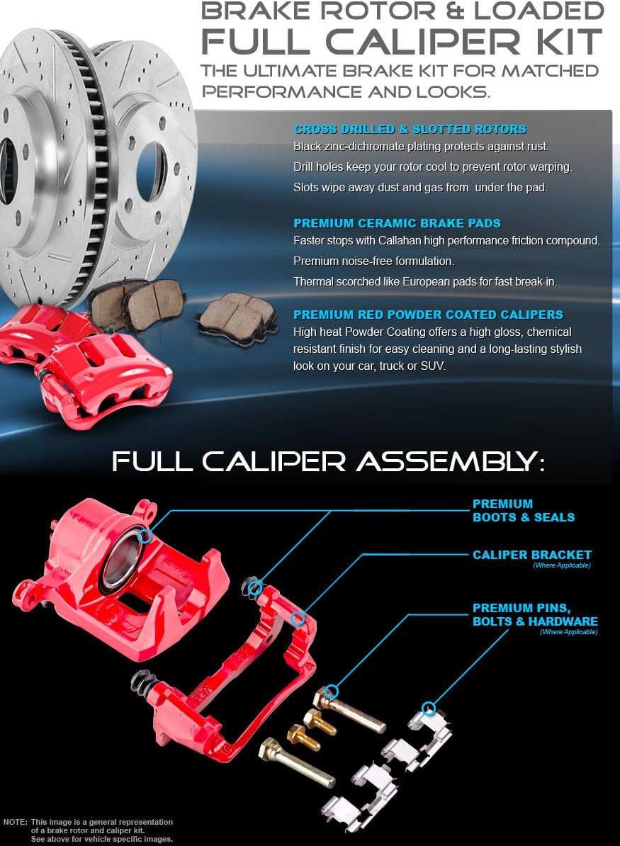 Red Powder Coated Caliper Assembly Set Kit D306024
