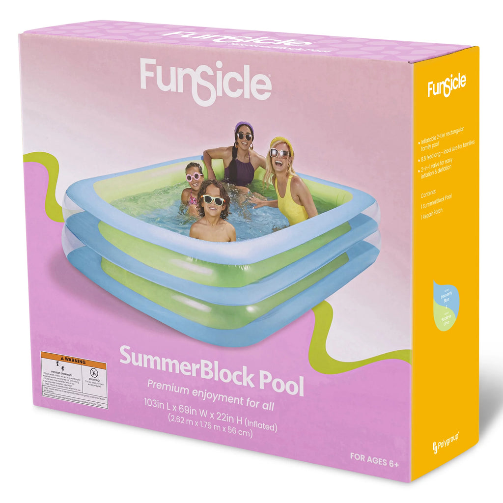 Blue Inflatable Rectangular Swimming Pool M1009