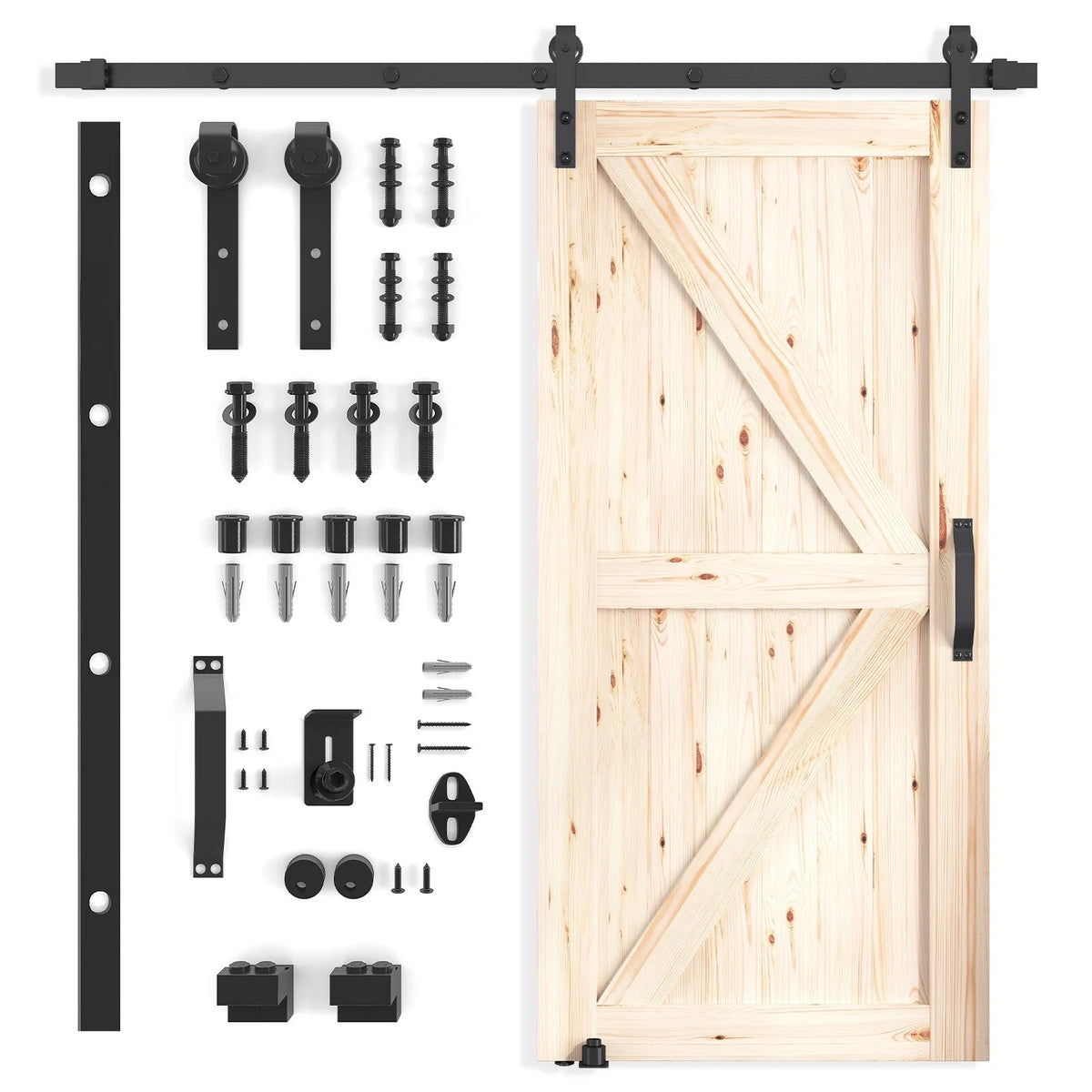 Unfinished Solid Spruce Wood Sliding Barn Door 36in x 84in Y464