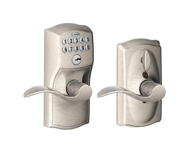 Satin Nickel Keypad Entry Door Lever Set J840