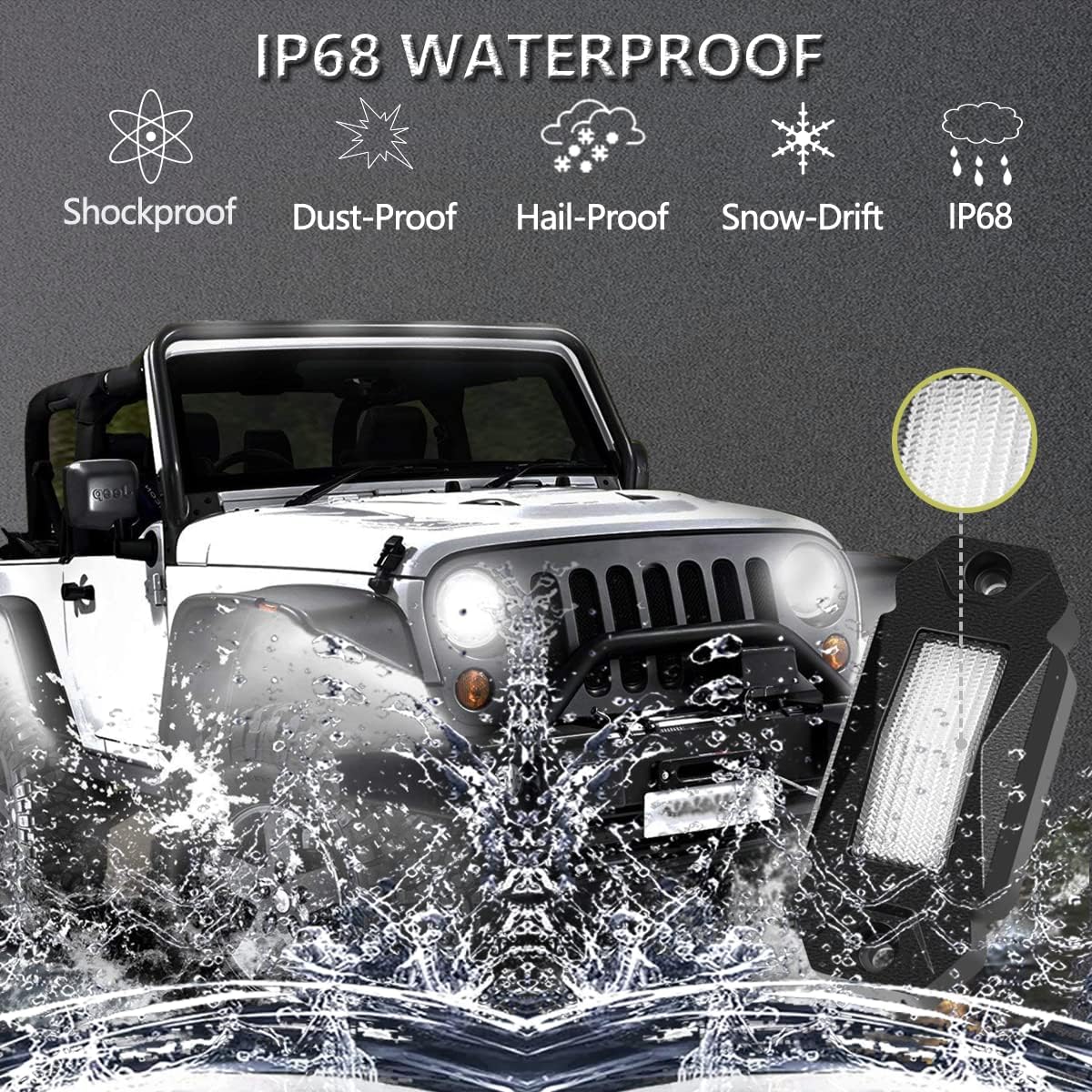 White 12PCS LED Rock Lights N476