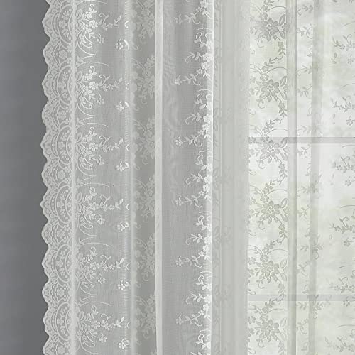 Scalloped Lace Sheer Curtains 2 Panels T3619