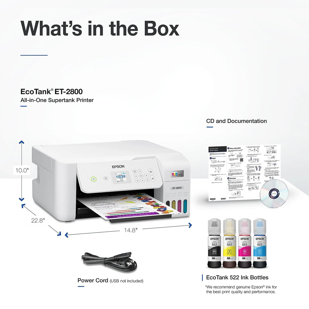 White Wireless All-in-One Supertank Printer with Scan and Copy Y332495