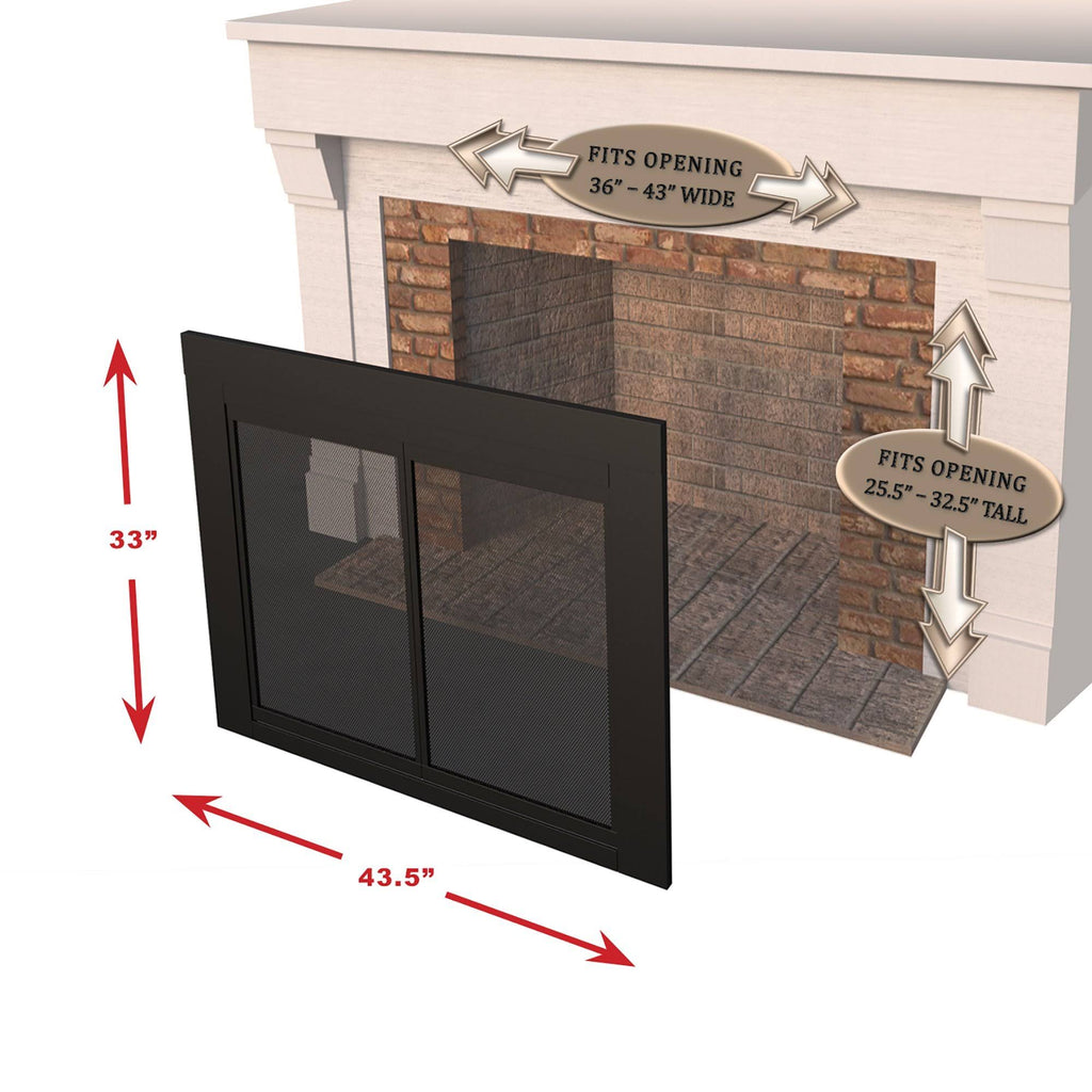 Black Small Fireplace Glass Door R5076