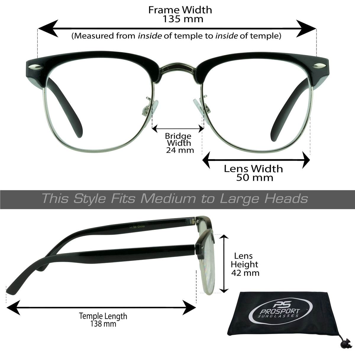 Horn Rimmed Frame Reading Glasses 2 Pairs R799