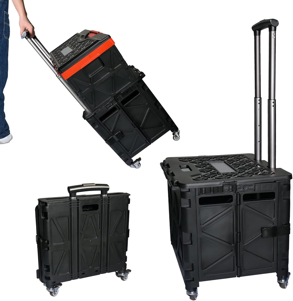 Foldable Utility Cart with Wheels Black Y5133