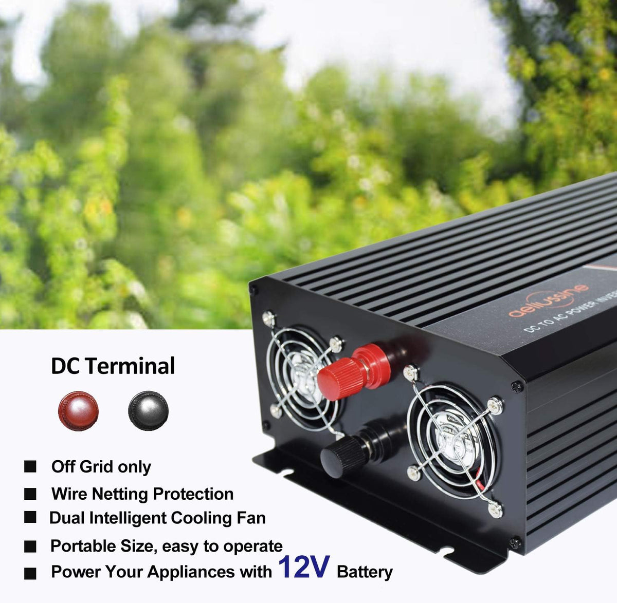 1000W Pure Sine Wave Power Inverter with LCD Display USB Port R60300