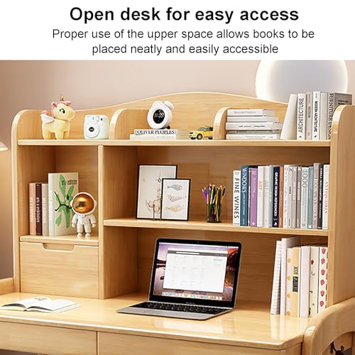 White Solid Wood Writing Desk with Drawers and Shelf J448495