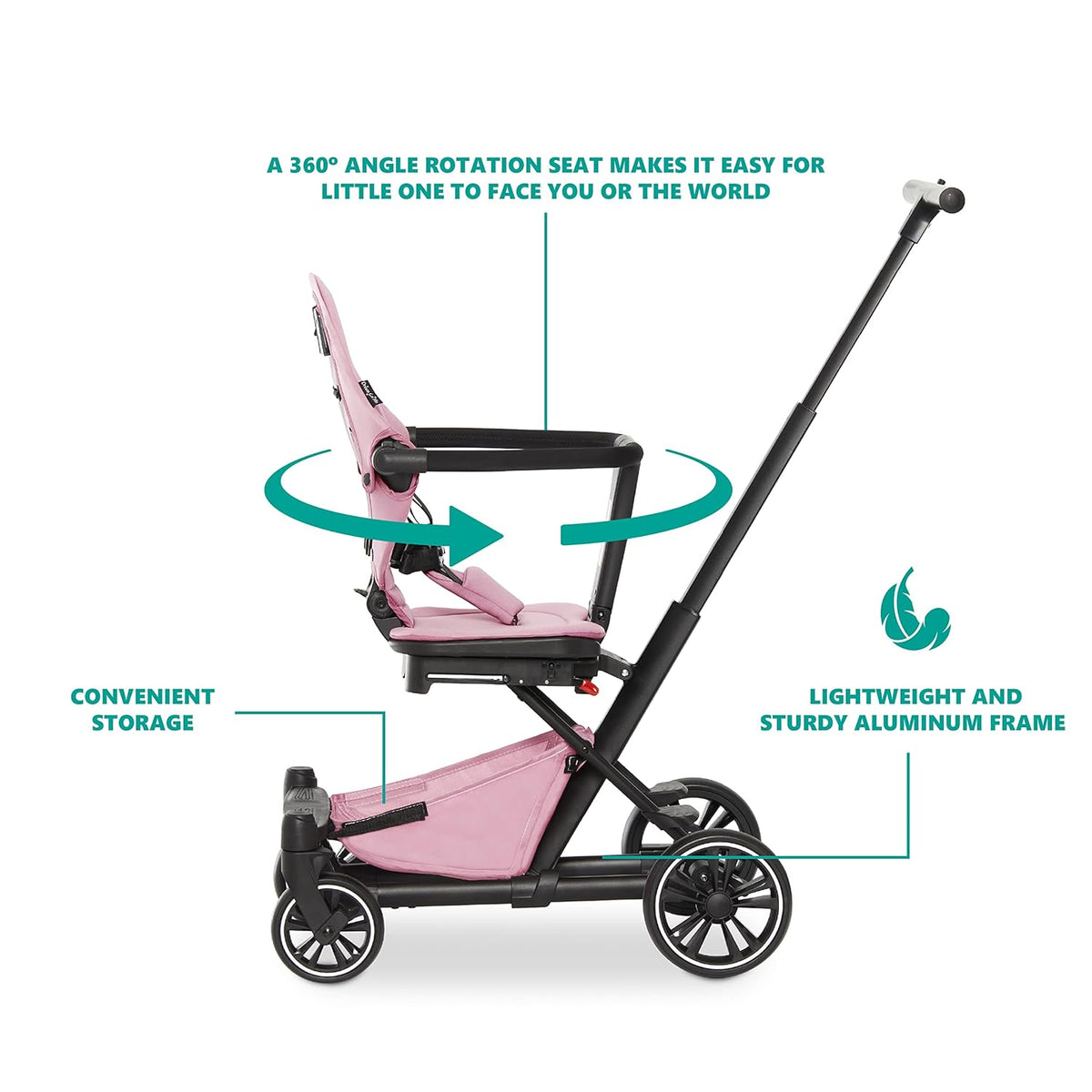 Pink Lightweight Baby Stroller with Compact Fold U97069