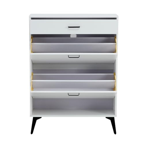 Grey Shoe Storage Cabinet With Metal Legs D177155