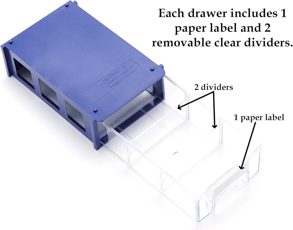 Blue Plastic Storage Drawers Set of 10 E86298