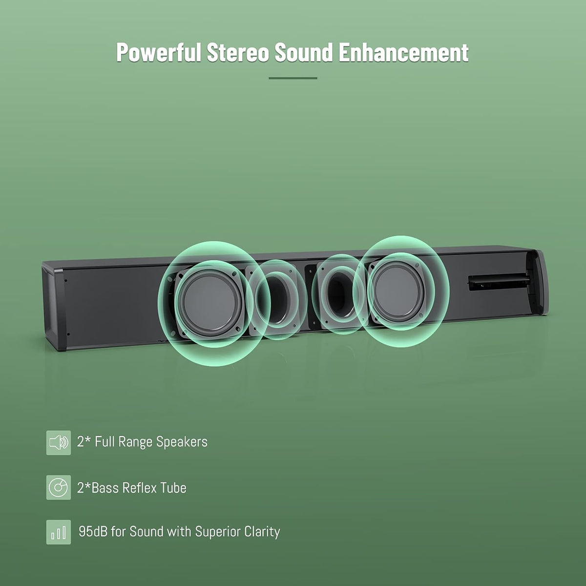 80 Watt Wired and Wireless Bluetooth 2.0 Channel Sound Bar H43553