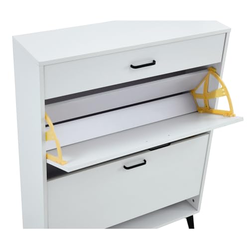 Grey Shoe Storage Cabinet With Metal Legs D177155