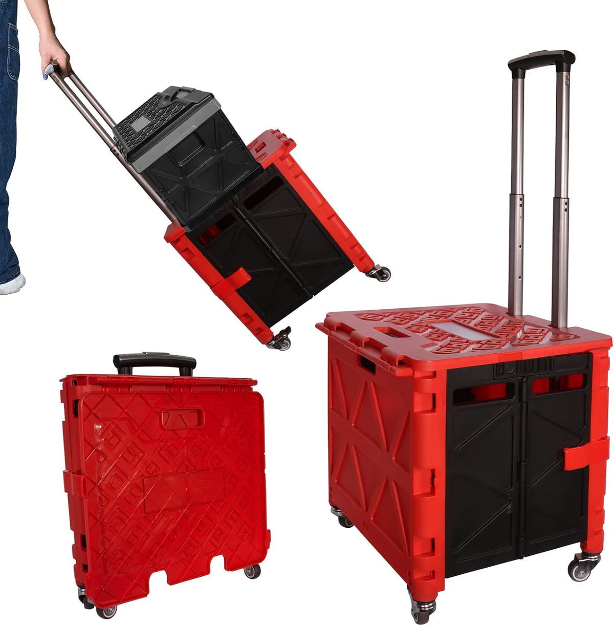 Foldable Utility Cart with Wheels Black Y5133