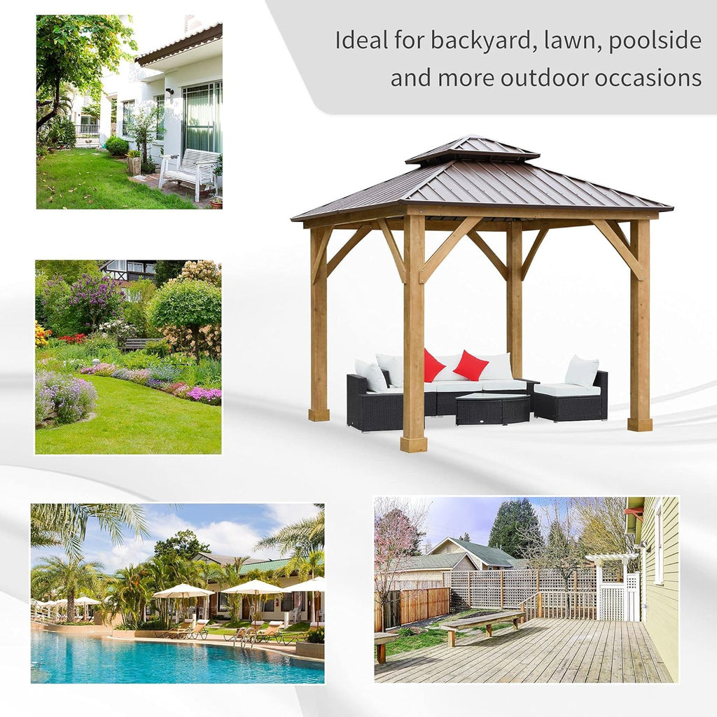 10x10 Hardtop Gazebo with Wooden Frame P3490