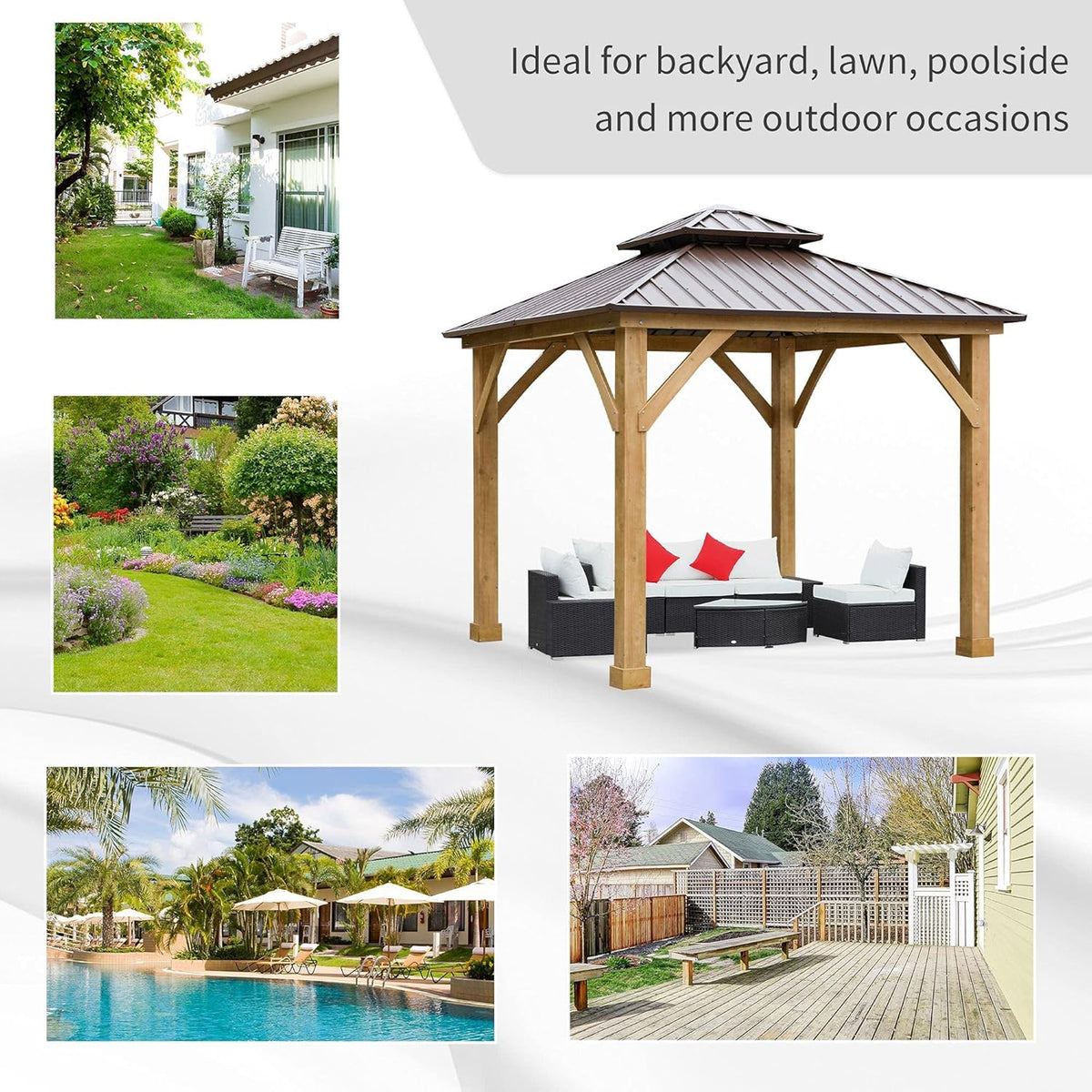 10x10 Hardtop Gazebo with Wooden Frame P3490