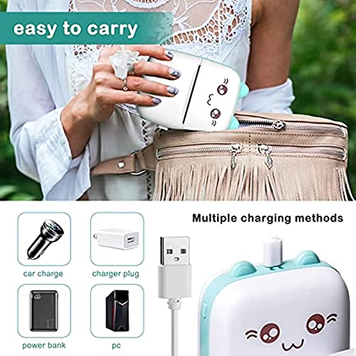 Blue Portable Mini Thermal Photo Printer with 6 Rolls Printing Paper S586888