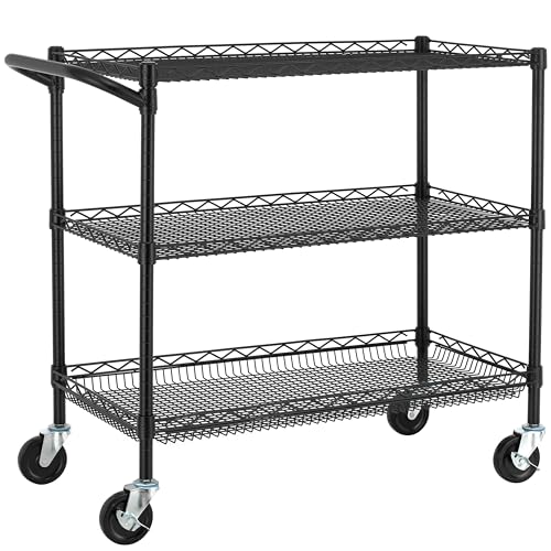 3 Tier Steel Utility Cart with Wheels A49651