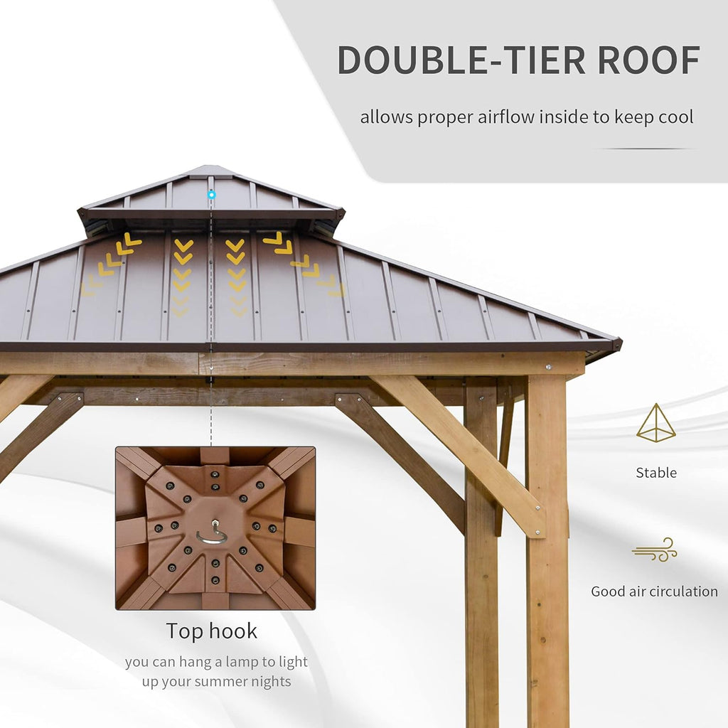 10x10 Hardtop Gazebo with Wooden Frame P3490