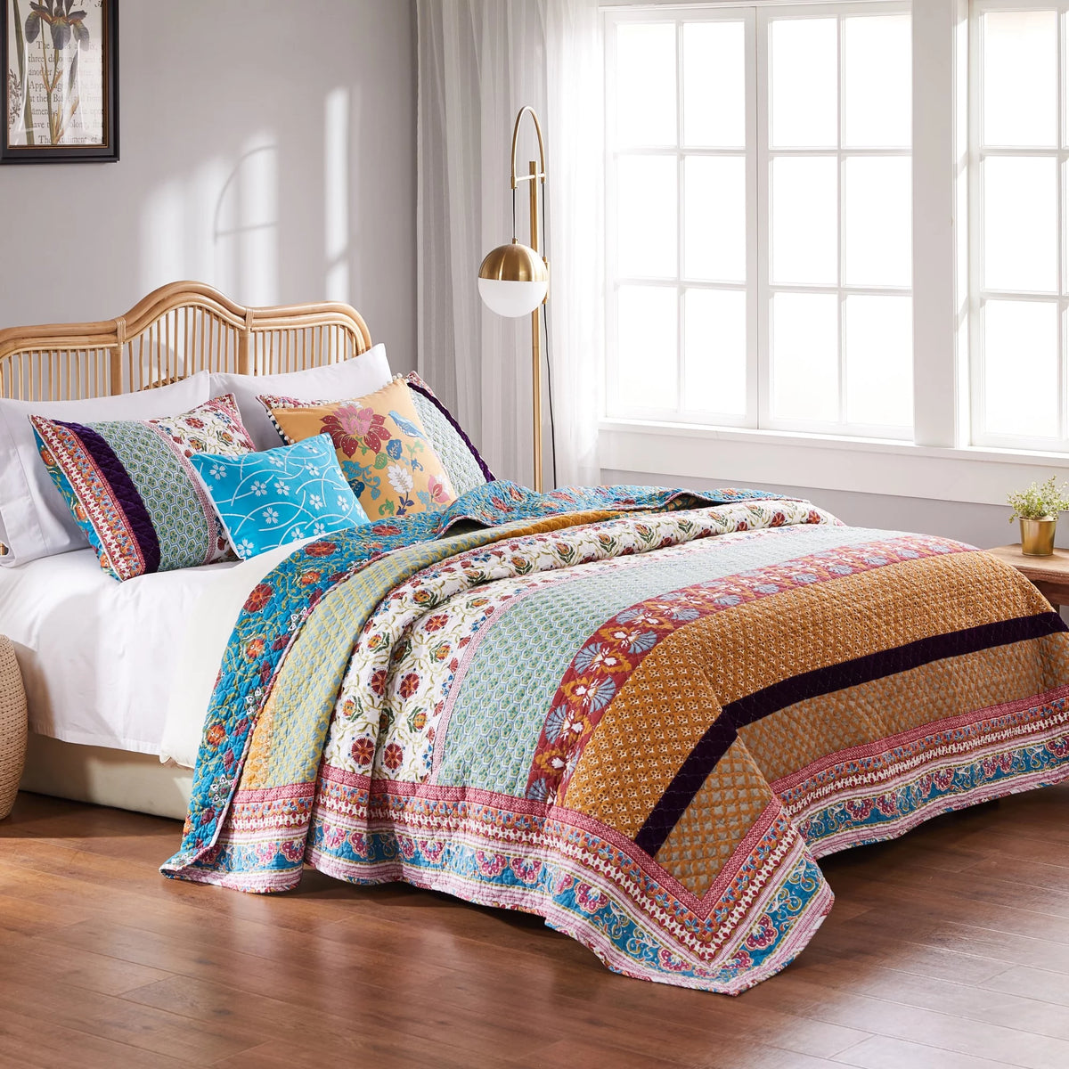 3-Piece King/Cal King Reversible Cotton Quilt Set O374149