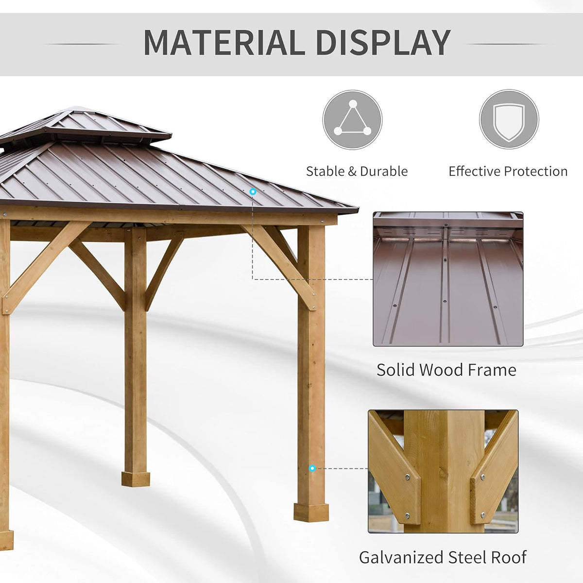 10x10 Hardtop Gazebo with Wooden Frame P3490