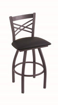Pewter Swivel Stool with Black Vinyl Seat L87892