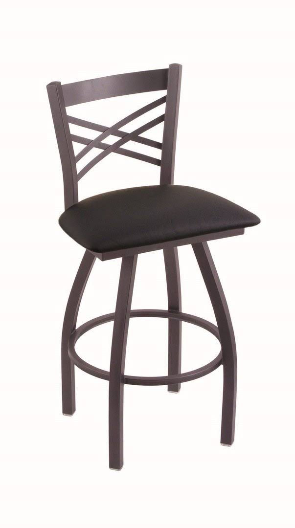 Pewter Swivel Stool with Black Vinyl Seat L87892