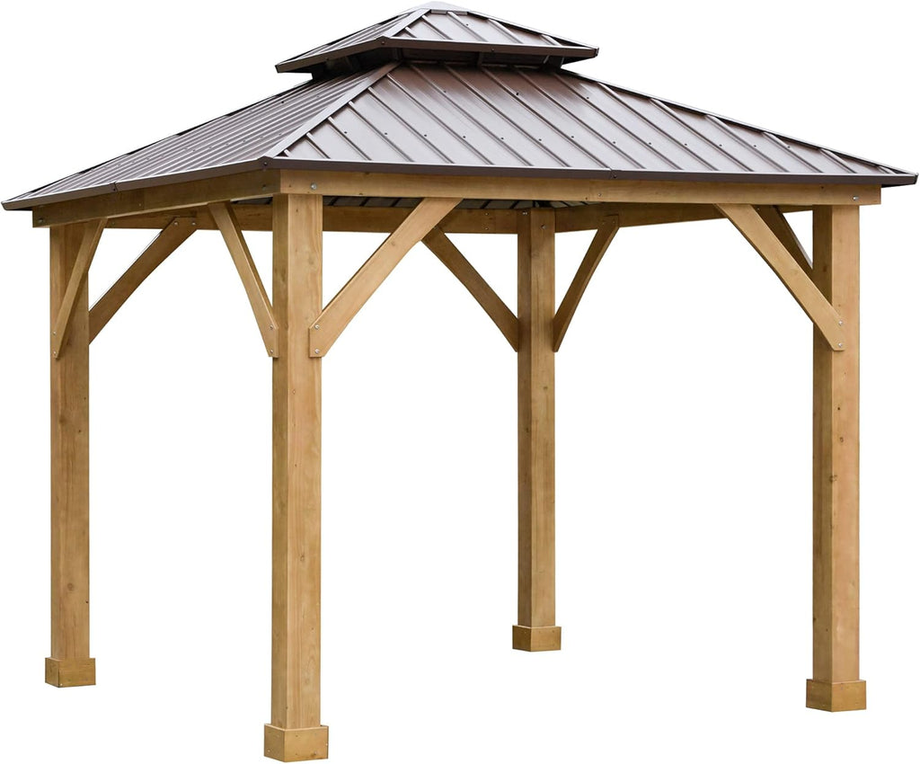 10x10 Hardtop Gazebo with Wooden Frame P3490