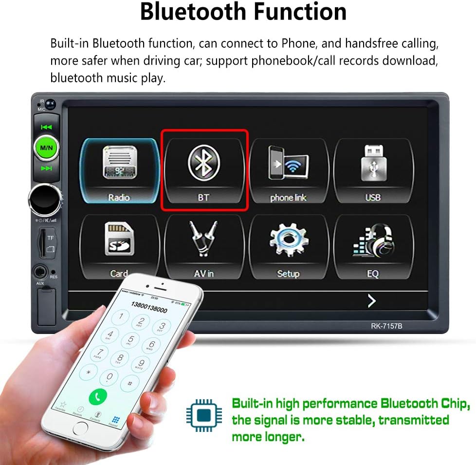 Double Din Car Stereo with CarPlay Android Auto Bluetooth 7 Inch Touch Screen Backup Camera V98248