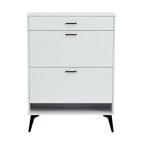 Grey Shoe Storage Cabinet With Metal Legs D177155