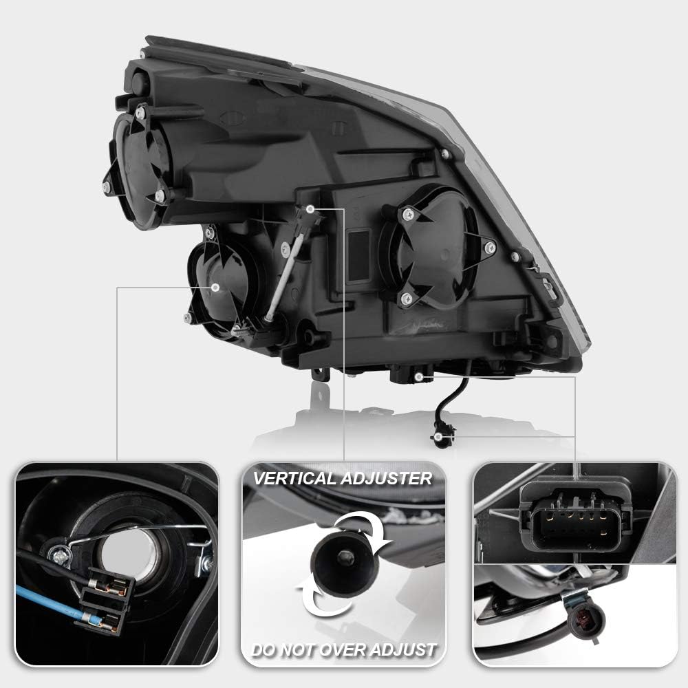 Black Smoked LED Projector Headlights Pair Y4970