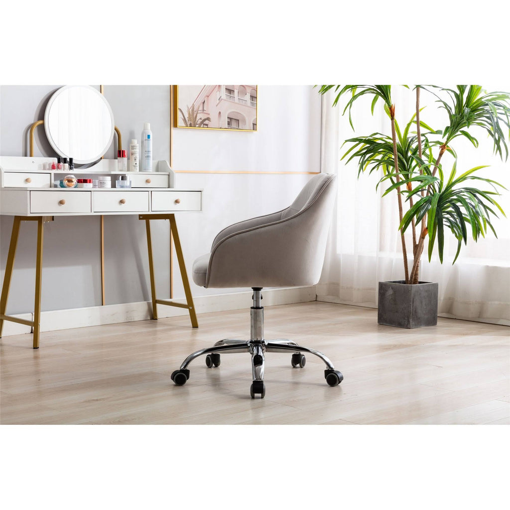 Velvet Upholstered Swivel Tufted Adjustable Height Task Chair Z5216