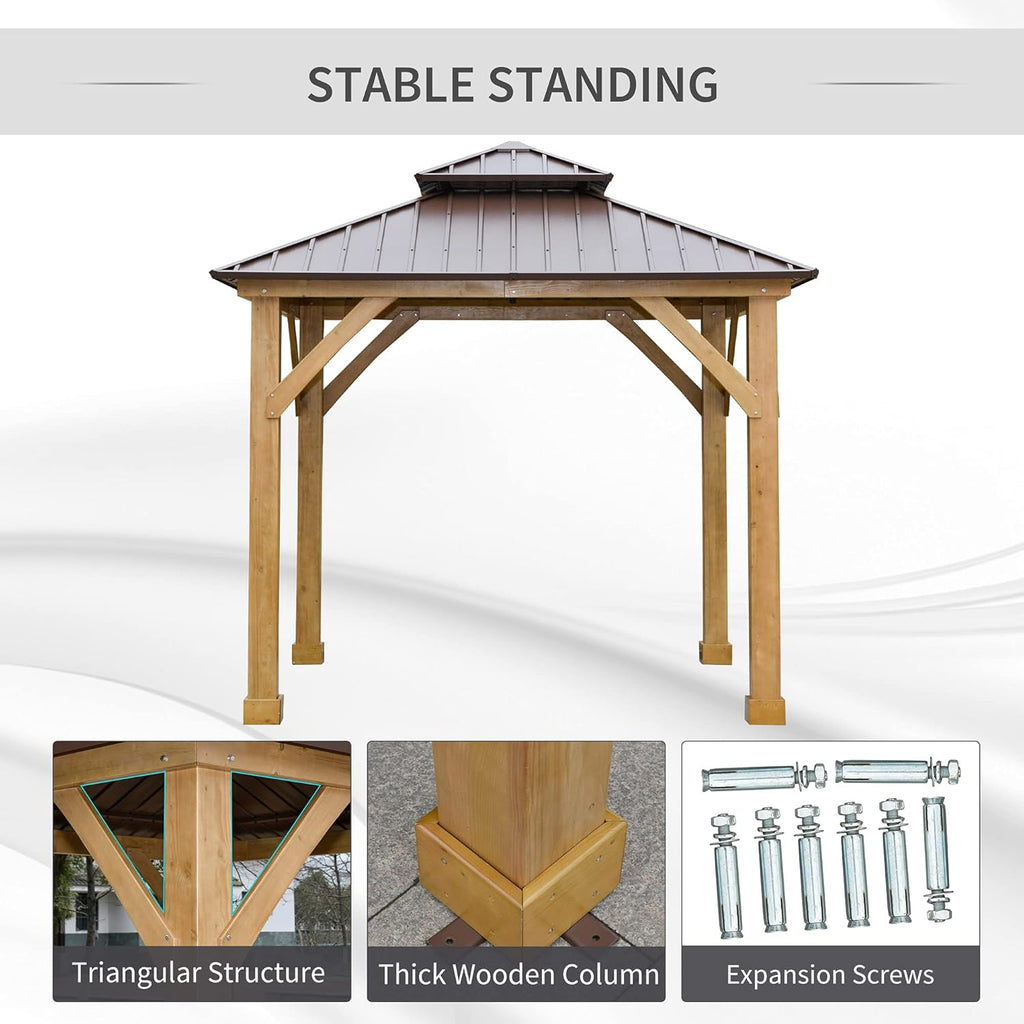 10x10 Hardtop Gazebo with Wooden Frame P3490