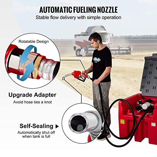 58 Gallon 10 GPM Diesel Fuel Tank with 12V Electric Transfer Pump and 13.1ft Rubber Hose Z79156