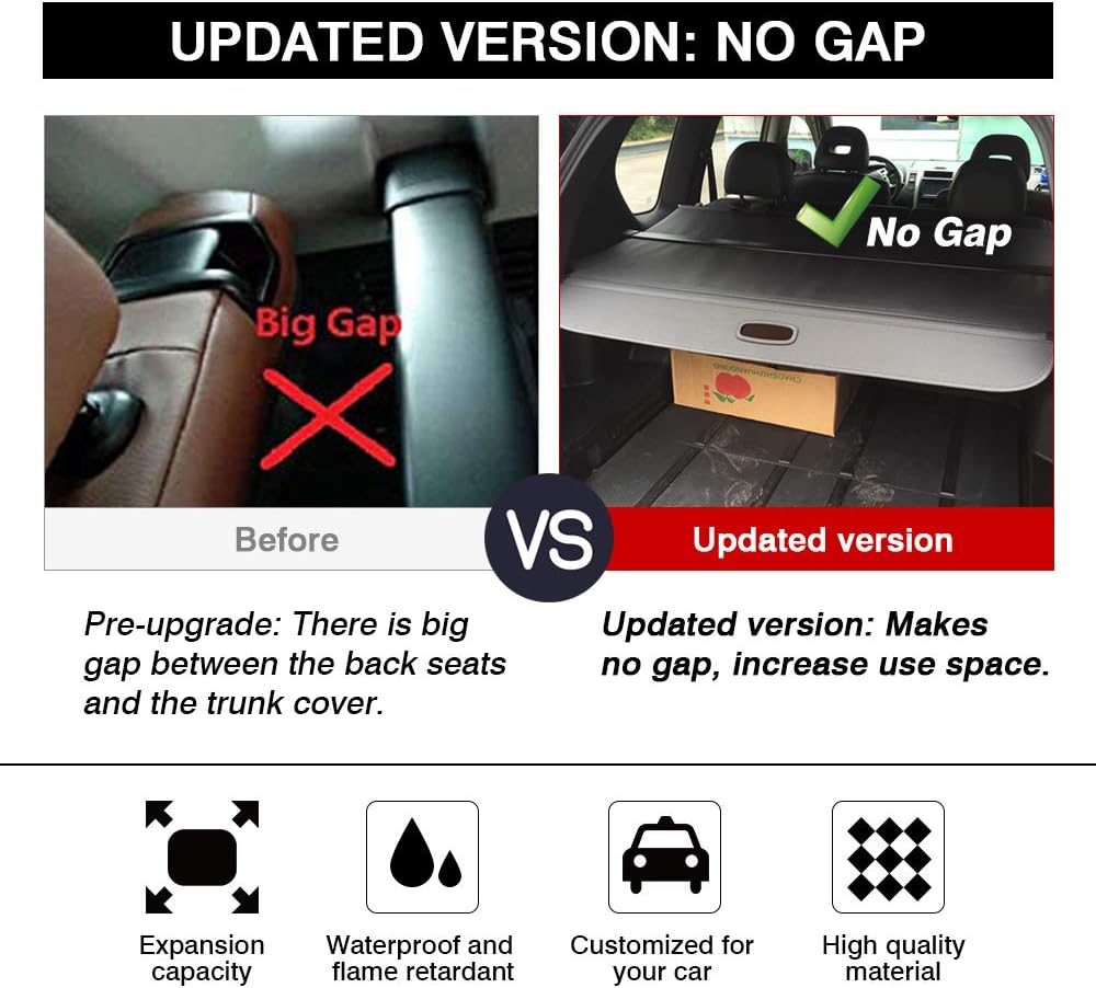 Black Retractable Rear Trunk Cargo Cover Z3696