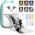 Blue Portable Mini Thermal Photo Printer with 6 Rolls Printing Paper S586888