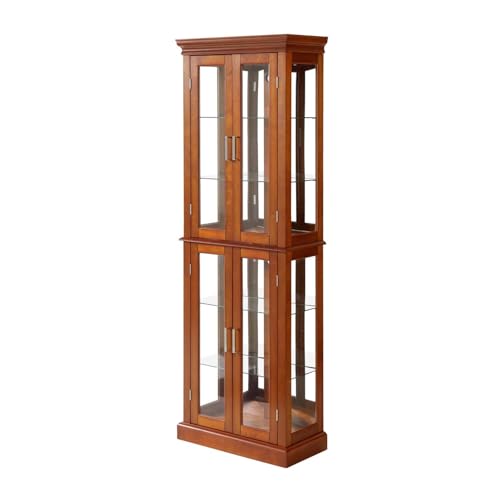 Cherry Wood Curio Cabinet with Tempered Glass Doors Z222066