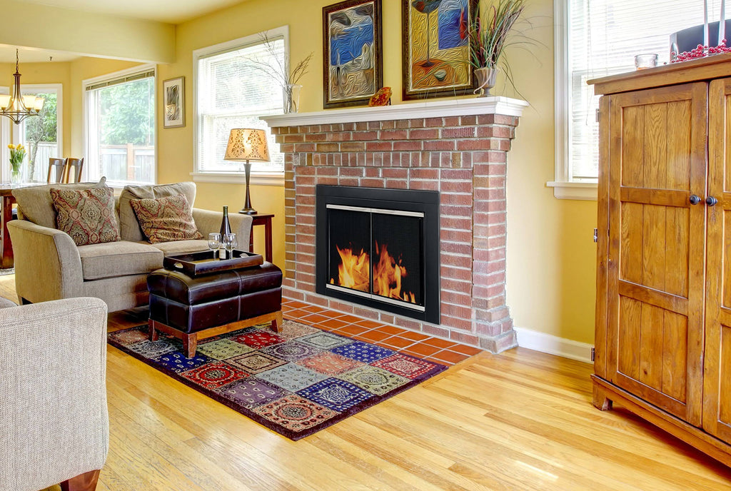 Black Small Fireplace Glass Door R5076