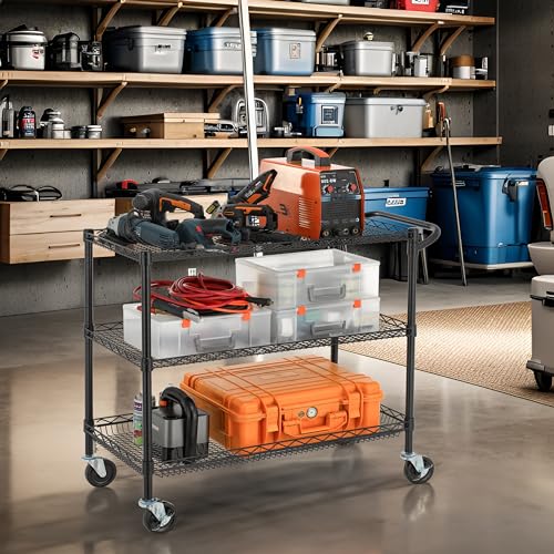 3 Tier Steel Utility Cart with Wheels A49651