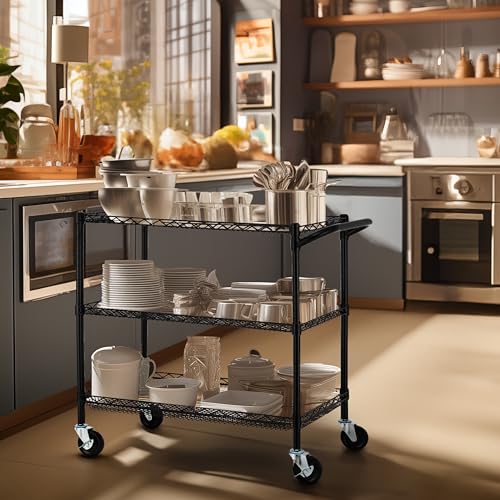 3 Tier Steel Utility Cart with Wheels A49651