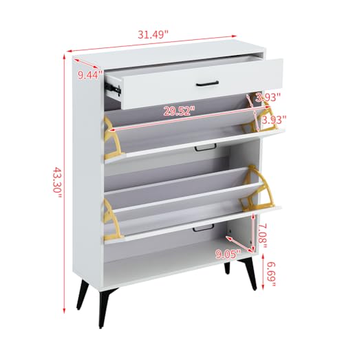 Grey Shoe Storage Cabinet With Metal Legs D177155