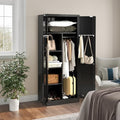 White Metal Armoire Wardrobe Closet with 2 Doors & 2 Drawers and Hanging Rod B541562