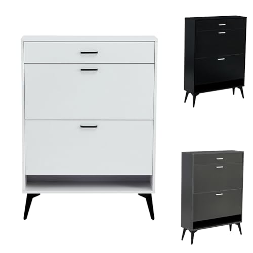 Grey Shoe Storage Cabinet With Metal Legs D177155