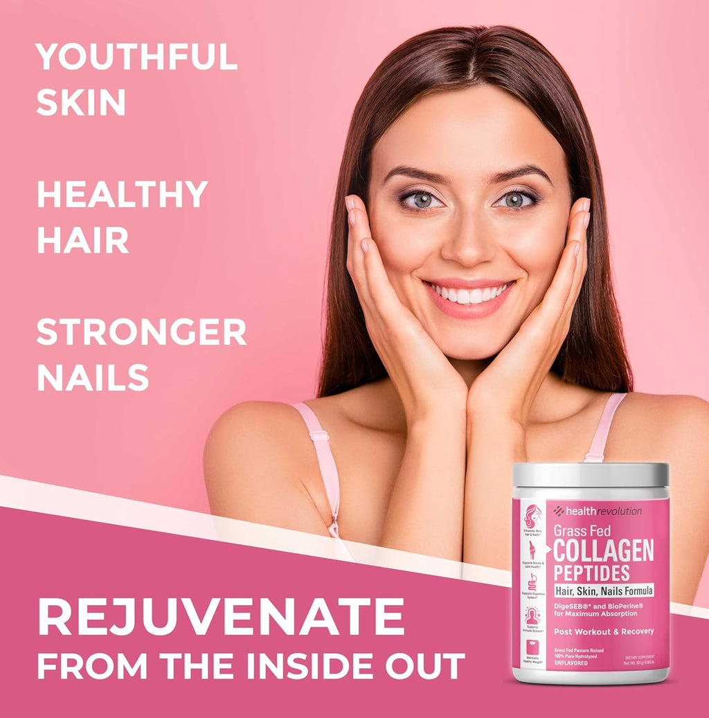 Hydrolyzed Collagen Peptides Powder, Grass-Fed, Types I & III, Unflavored, 35 Servings A743