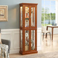 Cherry Wood Curio Cabinet with Tempered Glass Doors Z222066