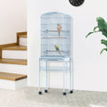 White Metal Indoor Bird Cage Starter Kit with Rolling Stand V187857