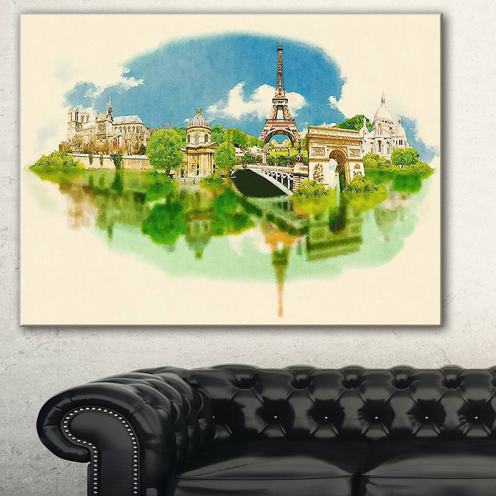 Beige Cityscape Watercolor Canvas Print L201378